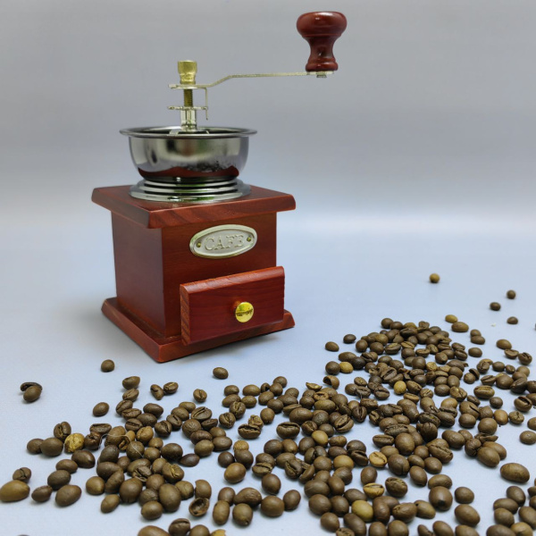 Ручная механическая деревянная кофемолка COFFEE GRINDER с регулировкой степени помола